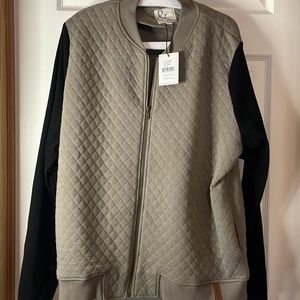NWT Ampersand Ave Quilted Bomber Jacket taupe & black size 3XL